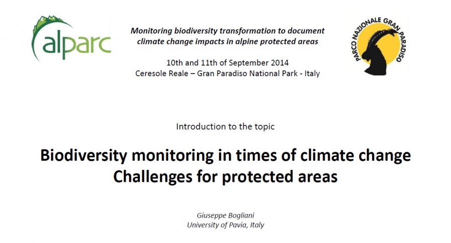 PowerPoint Presentations: ALPARC Workshop on Monitoring Biodiversity