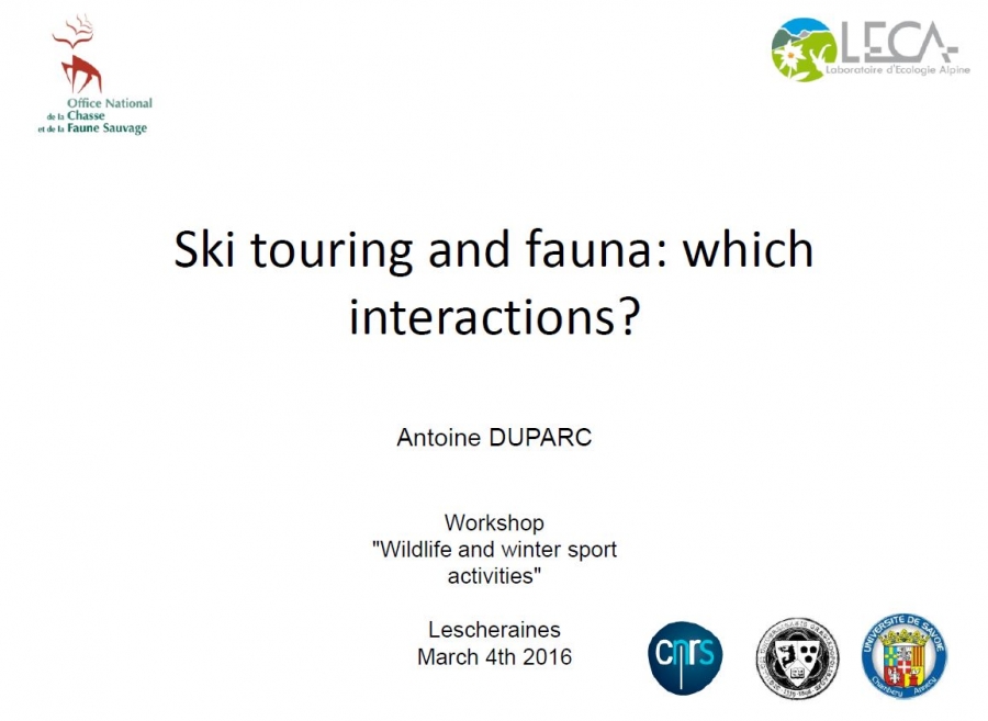 PowerPoint Presentations: ALPARC Workshop Wildlife and Winter Sport Activities 1/2