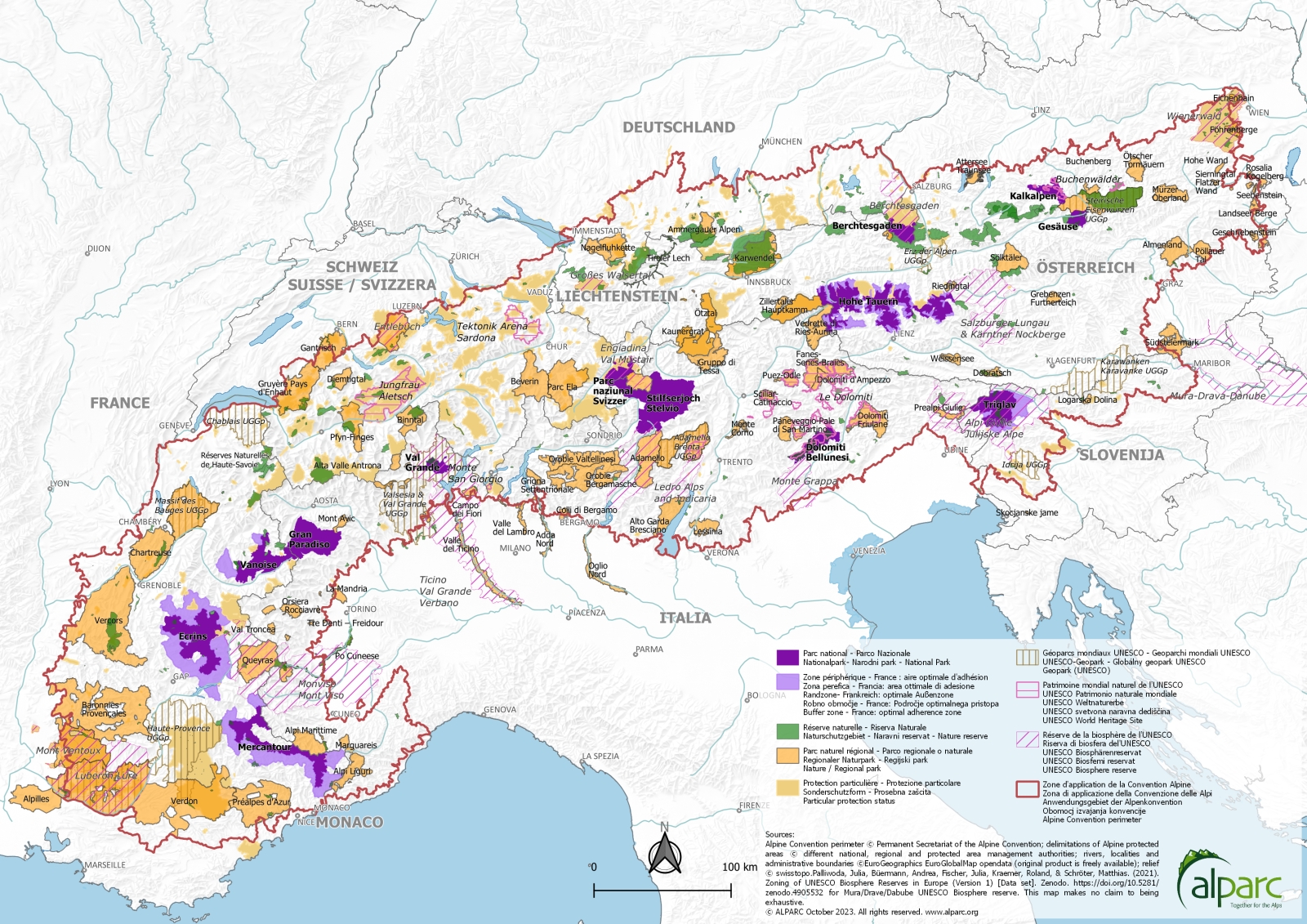 Maps of the Alpine Protected Areas